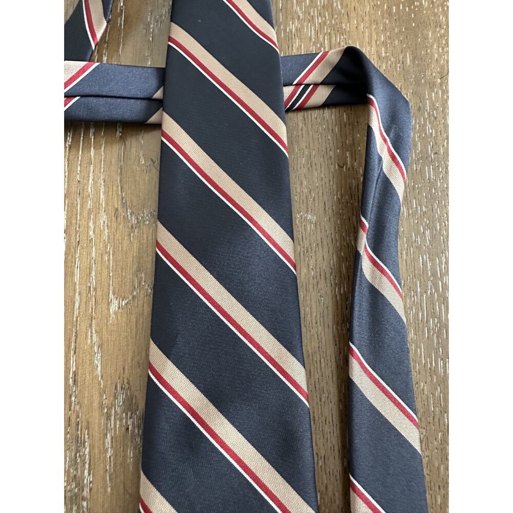 VTG YSL Yves Saint Laurent Necktie Navy Red Stripes GORGEOUS! - Picture 3 of 7